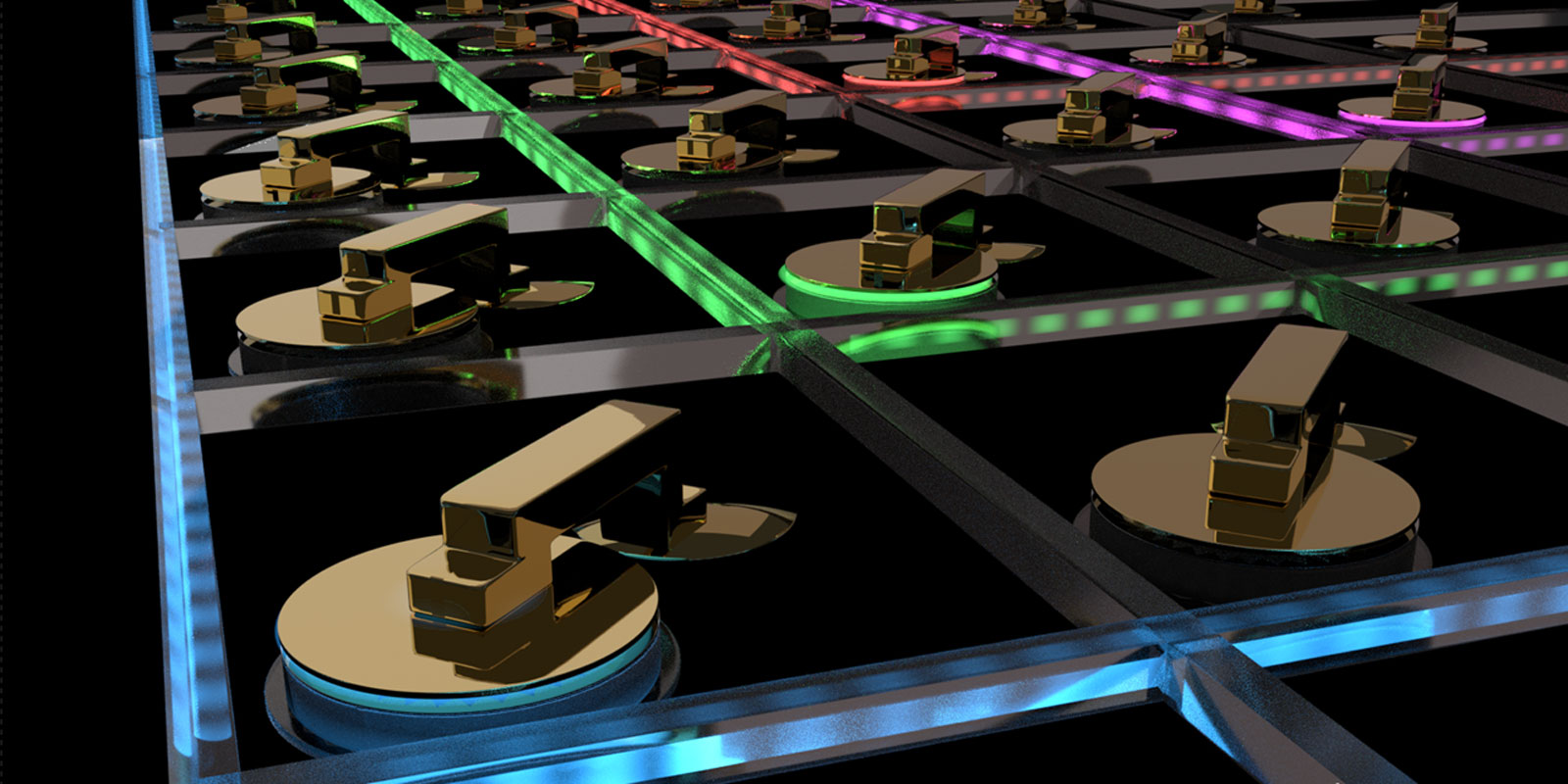 Optical network with electro-optomechanical switches. (Graphic: Christian Haffner et al., Science 2019)