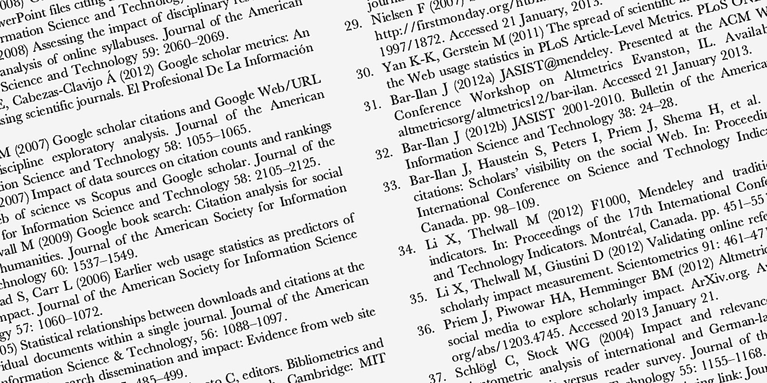 Illustration of a bibliography of a scientific paper