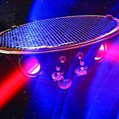 One of three parts of the LISA space antenna connected by laser beams