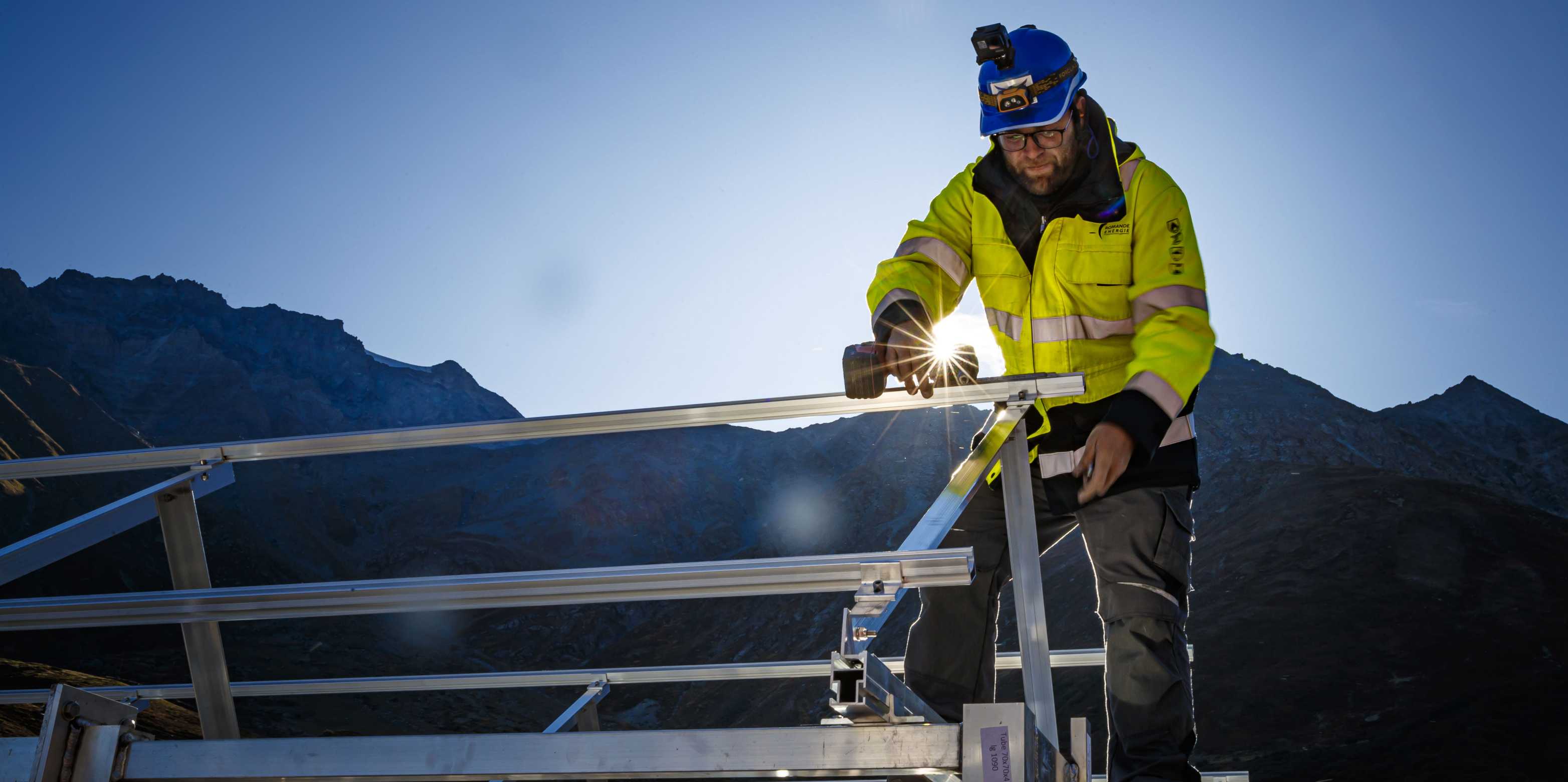 A man working on solar panels